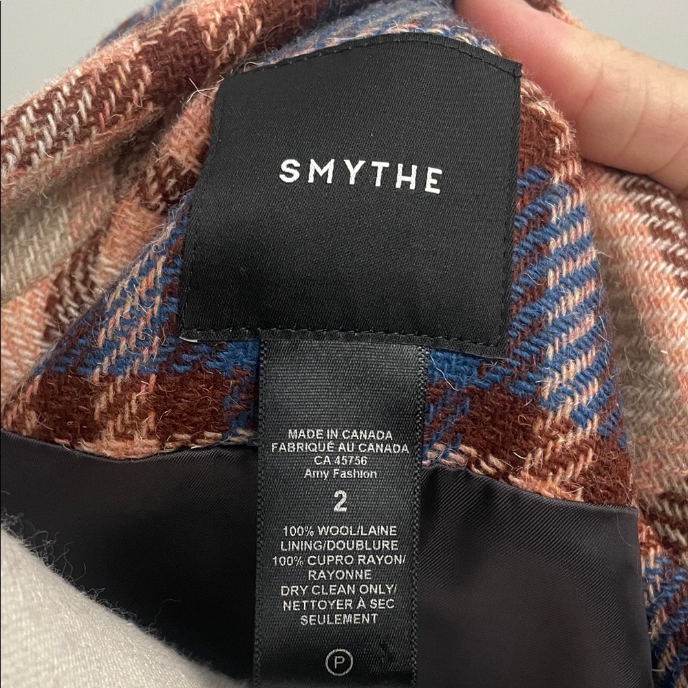 Smythe Plaid Single-Button Blazer in Blue, Tan and Brown - Picture 2 of 5